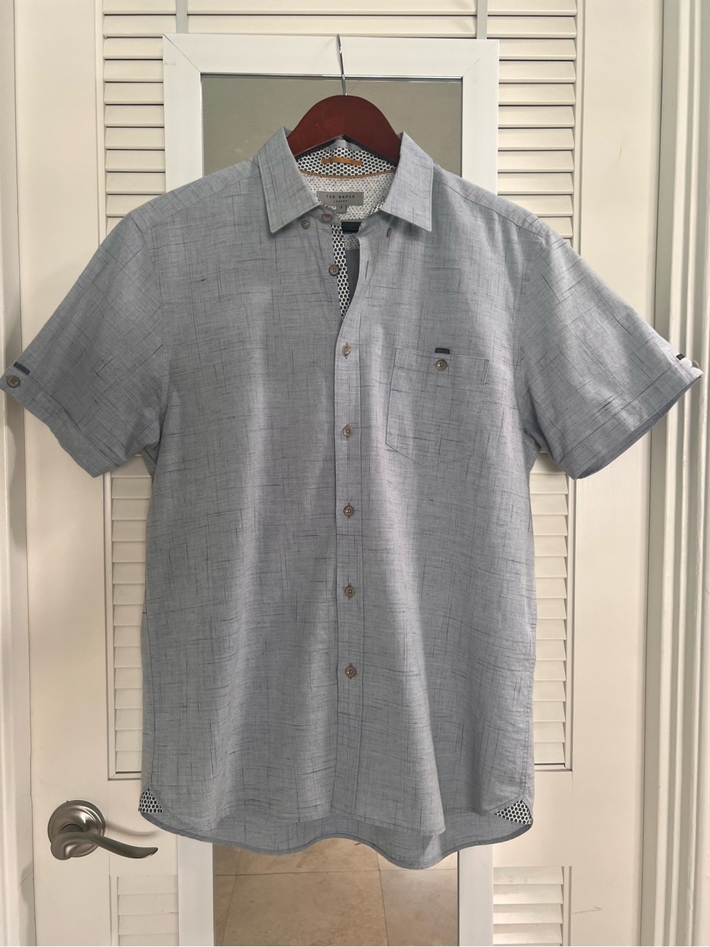 Ted Baker Men's Short-Sleeve Button-Down Shirt with Subtle Texture